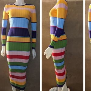 Fashion Nova Colorful Stripe Colorblock DRESS